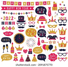 New Year 2022, vector party clip art