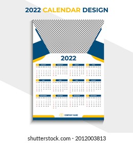 New year 2022 wall calendar template design. Colorful wall calendar for business. Week Starts Sunday