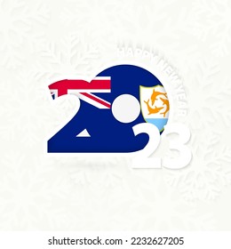 New Year 2023 for Anguilla on snowflake background. Greeting Anguilla with new 2023 year.