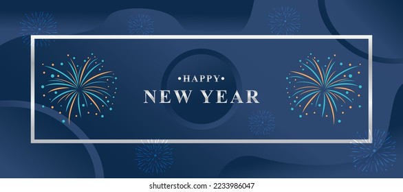 New year 2023 background with boxes and fireworks