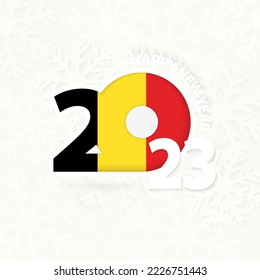 New Year 2023 for Belgium on snowflake background. Greeting Belgium with new 2023 year.