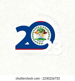 New Year 2023 for Belize on snowflake background. Greeting Belize with new 2023 year.