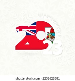 New Year 2023 for Bermuda on snowflake background. Greeting Bermuda with new 2023 year.