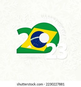 New Year 2023 for Brazil on snowflake background. Greeting Brazil with new 2023 year.