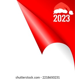 New Year 2023 calendar design with curled corner, vector illustration