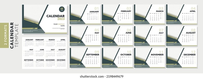 New Year 2023, Calendar Templates for Business, Stationery, Print or Publishing Purposes with Space for Insert Images.