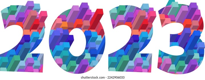 New Year 2023 colorful geometric design element or greeting card illustration