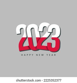 New Year 2023 with country flag Poland