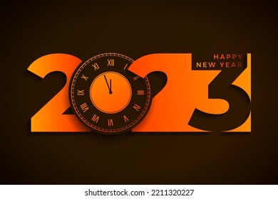 new year 2023 creative brown background with time clock