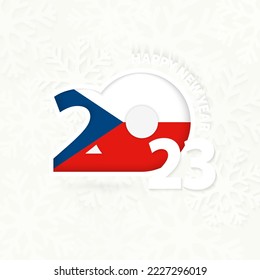 New Year 2023 for Czech Republic on snowflake background. Greeting Czech Republic with new 2023 year.
