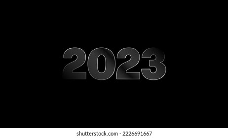 New Year 2023 Dark Metallic Carbon Banner Vector Wallpaper