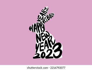 New Year 2023 design concept. character with a rabbit graphic.Vector illustration of Chinese New Year 2023 symbol, year of the rabbit. Lunar New Year
