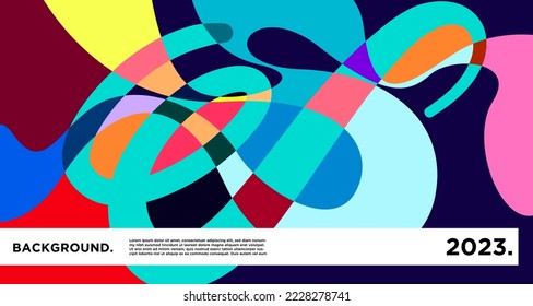 Plantilla de diseño de año nuevo 2023 con abstracto colorido fluido