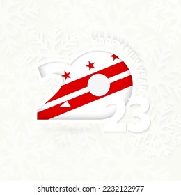New Year 2023 for District of Columbia on snowflake background. Greeting District of Columbia with new 2023 year.