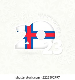 New Year 2023 for Faroe Islands on snowflake background. Greeting Faroe Islands with new 2023 year.