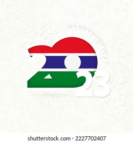 New Year 2023 for Gambia on snowflake background. Greeting Gambia with new 2023 year.