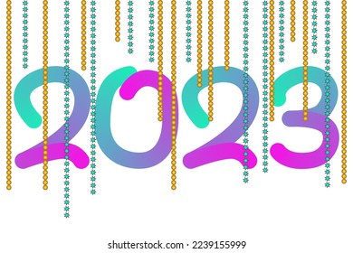 New year 2023, gradient numbers with decoration on a white background.