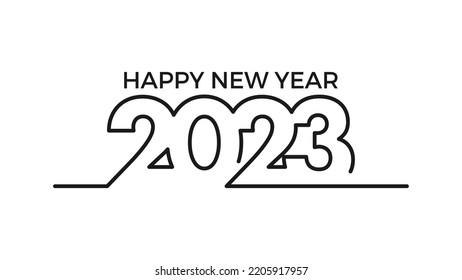 New year 2023 greeting. Happy new year 2023. 2023 line art style. New year 2023 vector illustration. New year background. 