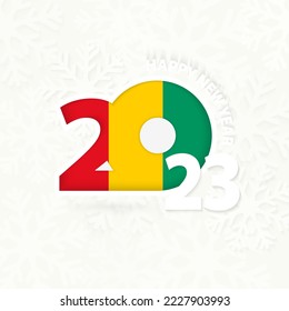 New Year 2023 for Guinea on snowflake background. Greeting Guinea with new 2023 year.