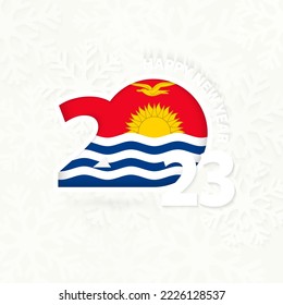 New Year 2023 for Kiribati on snowflake background. Greeting Kiribati with new 2023 year.