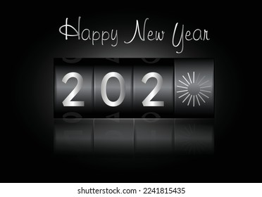 New Year 2023 loading numbers black background vector. Loading new year