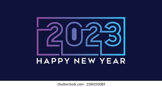 new year 2023 logo with connected line and square concept