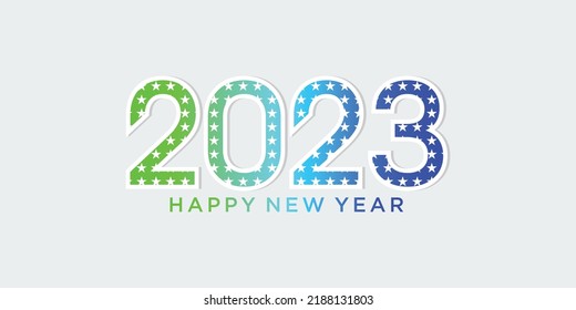 new year 2023 logo design with star effect