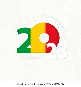 New Year 2023 for Mali on snowflake background. Greeting Mali with new 2023 year.