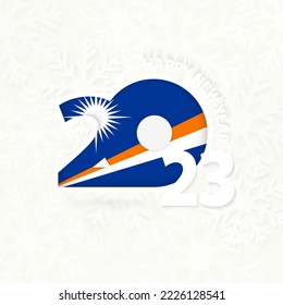 New Year 2023 for Marshall Islands on snowflake background. Greeting Marshall Islands with new 2023 year.