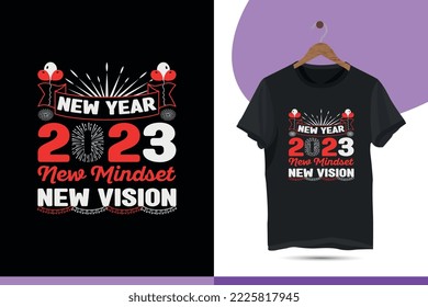 New year 2023, new mindset, new vision. Happy new year design template.