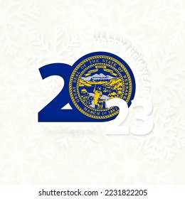 New Year 2023 for Nebraska on snowflake background. Greeting Nebraska with new 2023 year.