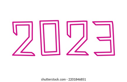 New Year 2023 Numbers. Christmas Vector. Hand Drawn Xmas Silhouette. Abstract Cute Illustration. Modern Minimal Stylized Concept. Calligraphy Doodle Sign. Lettering Clipart. Tag Paint