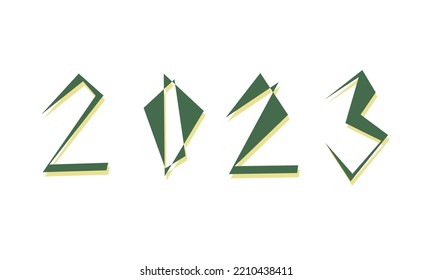 New Year 2023 Numbers. Christmas Vector. Hand Drawn Xmas Silhouette. Abstract Cute Illustration. Modern Minimal Stylized Concept. Calligraphy Doodle Sign. Lettering Clipart. Tag Paint