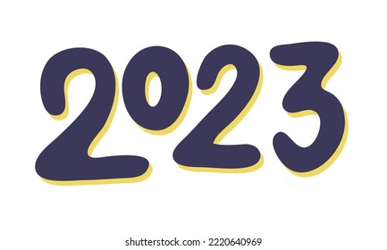 New year 2023 numbers. Christmas vector. Hand drawn xmas silhouette. Abstract cute illustration. Modern minimal stylized concept. Calligraphy doodle sign. Lettering clipart. Tag paint