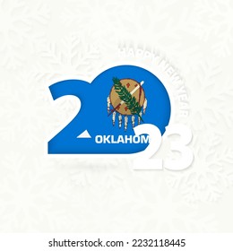 New Year 2023 for Oklahoma on snowflake background. Greeting Oklahoma with new 2023 year.