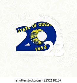 New Year 2023 for Oregon on snowflake background. Greeting Oregon with new 2023 year.