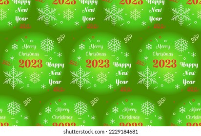 Papel de embalaje de Año Nuevo 2023 Feliz Navidad, sin fisuras fondo vectorial