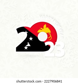 New Year 2023 for Papua New Guinea on snowflake background. Greeting Papua New Guinea with new 2023 year.