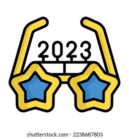 New year 2023 party glasses vector icon in trendy style