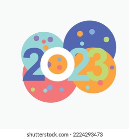 New year 2023 post design 2023 written and circles behind it 