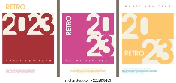 New year 2023 poster with retro concept, classic concept with retro 2023 color.