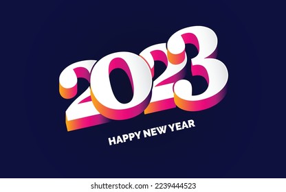 new year 2023 Retro Red and White 3d logo design