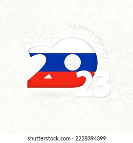 New Year 2023 for Russia on snowflake background. Greeting Russia with new 2023 year.