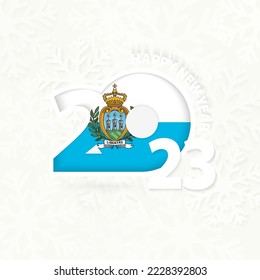 New Year 2023 for San Marino on snowflake background. Greeting San Marino with new 2023 year.