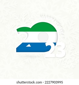 New Year 2023 for Sierra Leone on snowflake background. Greeting Sierra Leone with new 2023 year.