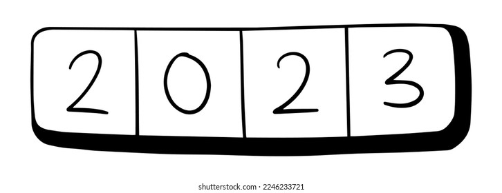 New year 2023 sign button banner design background.