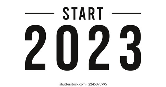 Neujahr 2023 Start Button Banner Design Hintergrund.