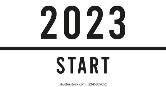 New year 2023 start button banner design background.