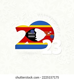 New Year 2023 for Swaziland on snowflake background. Greeting Swaziland with new 2023 year.