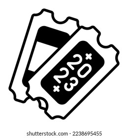 New year 2023 tickets vector icon in modern style